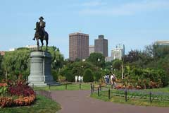 Boston park with cityscape in background